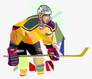 Vector Illustration Of Sport Of Ice Hockey Player With - College Ice Hockey