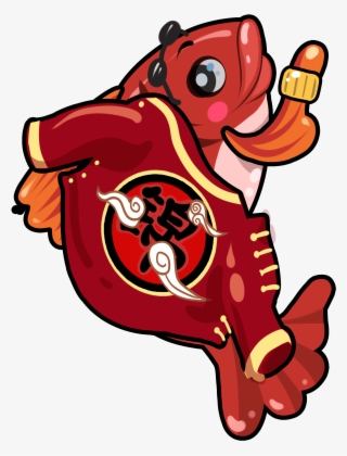 Hand Painted Festive Lucky Koi Red Mullet Png And Psd - Psd