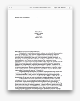 Psy 350 Week 1 Assignment Schizophrenia - Big Money Rustlas (2010)