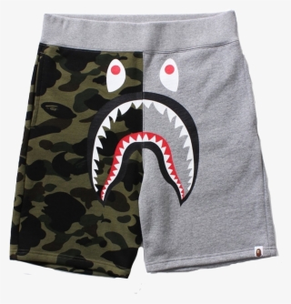 Bape Split Shark Sweatshort - Bape Shorts Grey And Camo