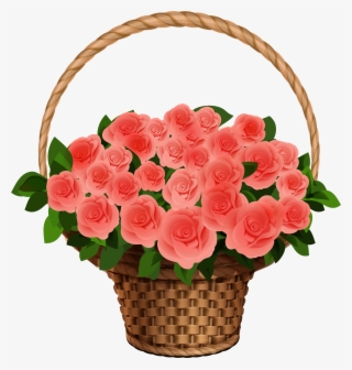 Basket With Red Roses Png Clipart Image