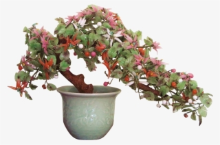 Large Oriental Bonsai Agate Glass Tree Vintage - Flor De Jade Planta