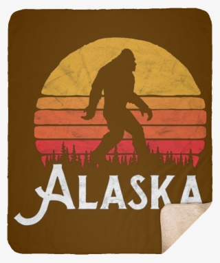 Retro Alaska Bigfoot Silhouette Sun Believe Large Fleece - Skateboarding