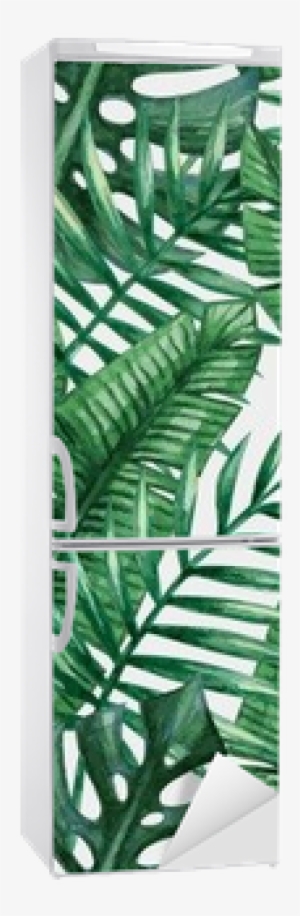 Watercolor Tropical Palm Leaves Seamless Pattern