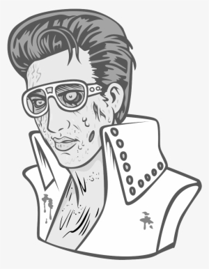 Large Bw Zombie Elvis - Drawing