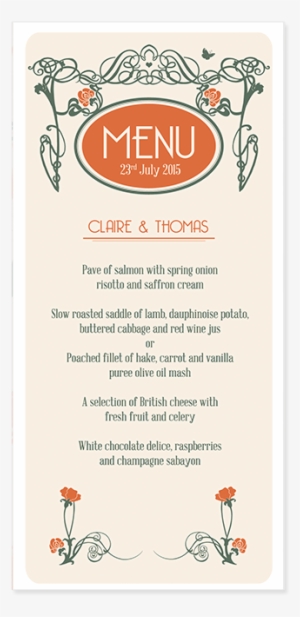 Menu Art Deco Pepperandjoy Uk - Save The Date