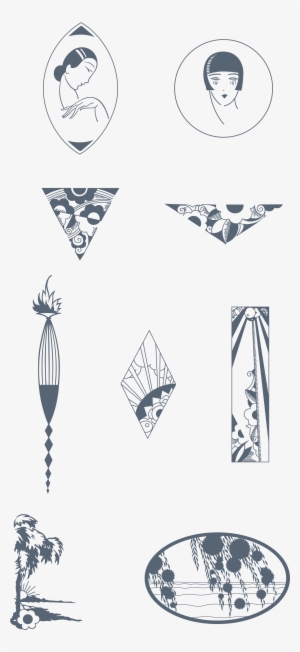 Download 170 Stylized Art Deco Illustrations And Ornaments, - Art Nouveau Architecture Elements