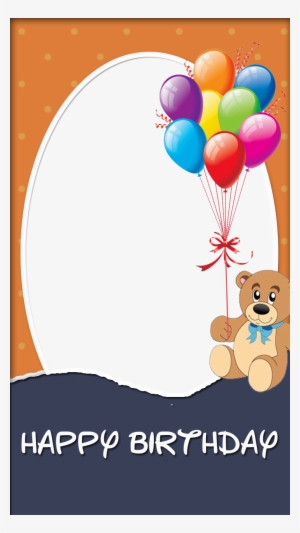Birthday Frame With Teddy Bear - Happy Birthday Frame Png