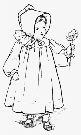 Free Png Download Vintage Flower Girlblack And White - Line Art