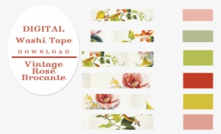 Free Digital Floral & Solid Color Washi Tape - Floral Design