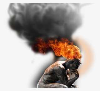 Classic Sculpter The Thinker With Head On Fire - Explosion