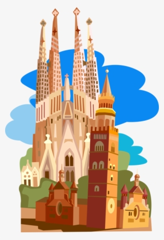 Vector Illustration Of La Sagrada Família Basilica - Spain Clip Art