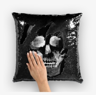White Skull ﻿sequin Cushion Cover