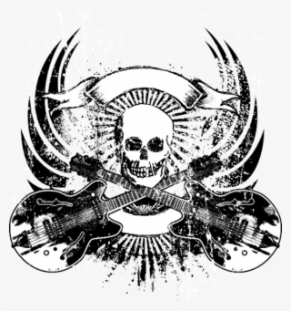 Skull Guitar Emblem - Skull With Guitar