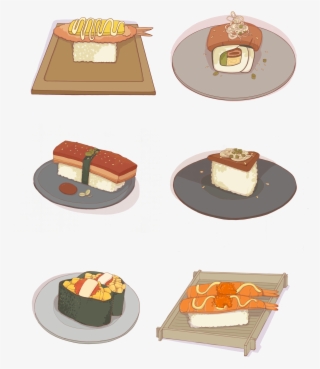 Dibujados A Mano Comida Sushi Cocina Japonesa Png Y - Chocolate Cake