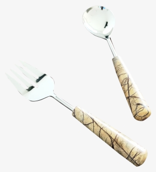 Brown Forest Marble Stone Tear Drop Shape Handles Salad - Fork