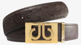 Brown Ostrich Textured Leather Strap With Buckle - Belt