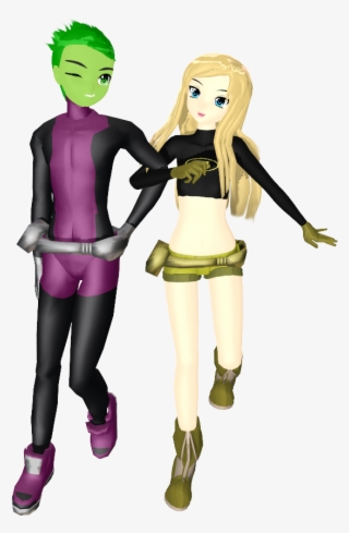 Young Justice Обои Entitled Beast Boy And Terra - Teen Titans Mmd Model