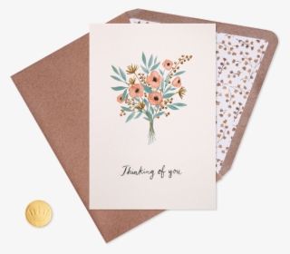 Pastel Flower Bouquet Blank Thinking Of You Card - Envelope
