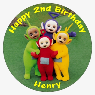 Teletubbies Edible Personalised Round Birthday Cake - Teletubbies Names