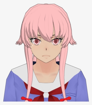 Mirai Nikki Yuno Gasai Hair Shadings And Outline Png - Mirai Nikki Yuno