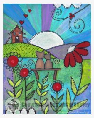 Kids Art Print Of Kitty Cats In Love Painting - Child