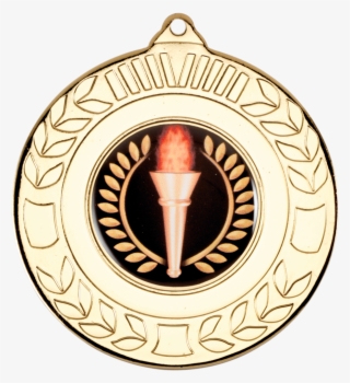 Gold 50mm Round Medal Wreath Design - Super Hero Medal 1st
