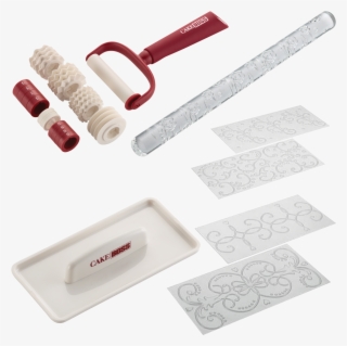 Cake Boss Set Fondant Mats Ribbon Cutter Rolling Pin - Cake Boss