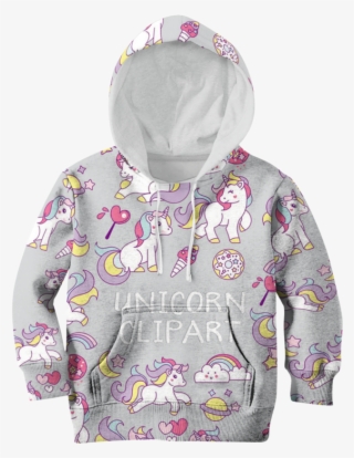 3d Unicorn Clipart Full Print Hoodie T Shirt - Sweatshirt