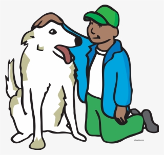 Boy Petting Dog Clipart Png - Cartoon Petting A Dog