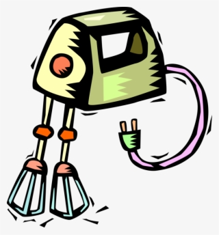 Vector Illustration Of Kitchen Small Appliance Electric - Mixer Energy Transformation