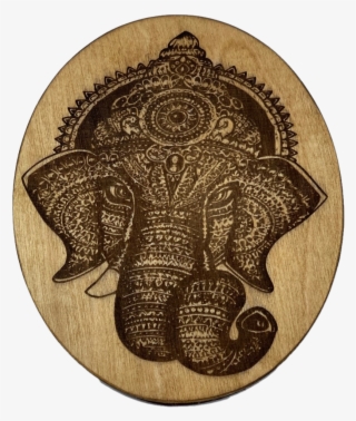 Laser Burned Mandala Elephant Head - Quarter