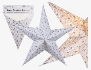 White Paper Christmas Star With Silver Coloured Star - White Christmas Star Paper
