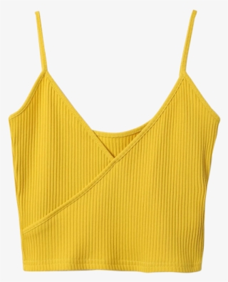 Crop Top Png - Yellow Ribbed Crop Top