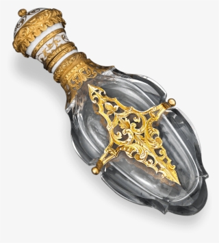 Antique Perfume, Antique Bottle, Gold And Cut Glass - Vase