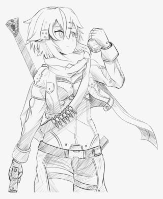 Sinon Gun Gale By Pikarty10 - Line Art
