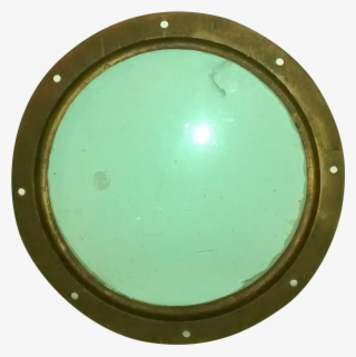 Vintage 1960s Nautical Brass Green Glass Porthole On - Circle