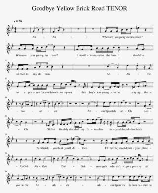 Goodbye Yellow Brick Road Tenor Sheet Music For Voice - Sheet Music