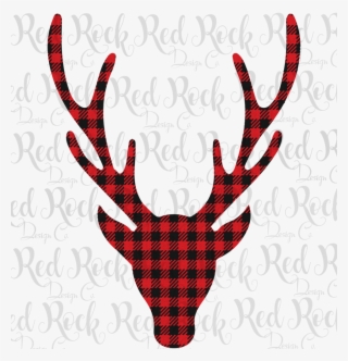 Bufflalo Plaid Deer Head - Deer Head Profile Clipart Black And White