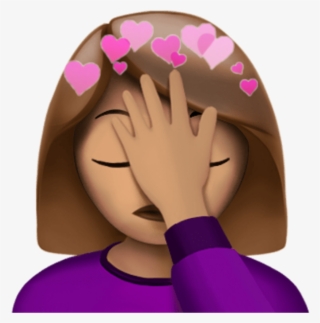 Facepalm Stickers Girl Heart Heartcrown Pink Pinkhearts - Emoji Con La Mano En La Cara