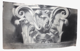 19th Century Chalk Drawing Of Marble Capital - Carving