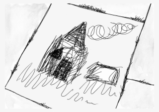 This Child's Chalk Drawing Of A House Is Situated On - Sketch