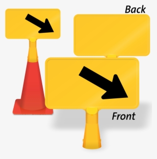 Downward Diagonal Right Arrow Coneboss Sign - Traffic Cone With Signage