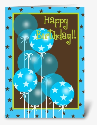 Happy Birthday Blue Balloons Greeting Card - Pink Happy Birthday Balloons