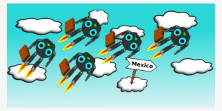 Picture Of Darwins Flying Towards Mexico - Cartoon