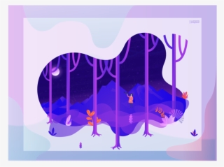 See The Moon At Night Vector Landscape Moon Mountains - Graphic Design