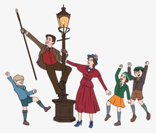 Mary Poppins, Jack, John, Georgie, Annabel Tripping - Cartoon