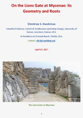 Pdf - Lion Gate At Mycenae
