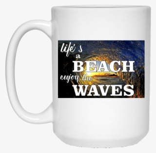 Life's A Beach Enjoy The Waves 3 White Drinkware - Surf Waves