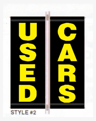 Used Cars Vinyl Pole Banner Set -black Background / - Black Background With Yellow Letters